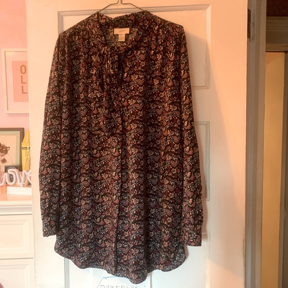 Loft Floral Bow-Tie Blouse